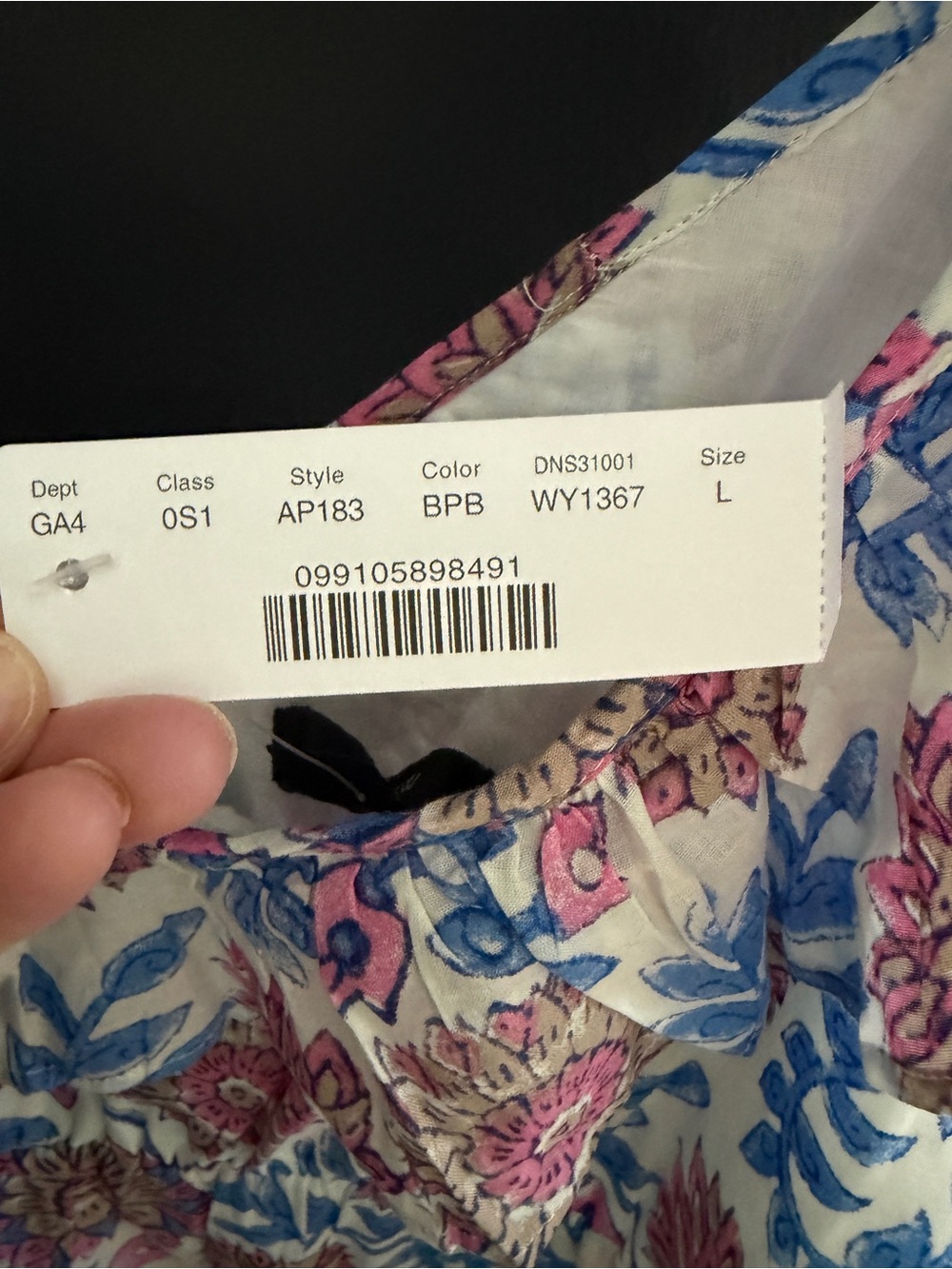 J. Crew White Midi Dress with Blue and Pink Floral Print Size Large - Picture 2 of 5